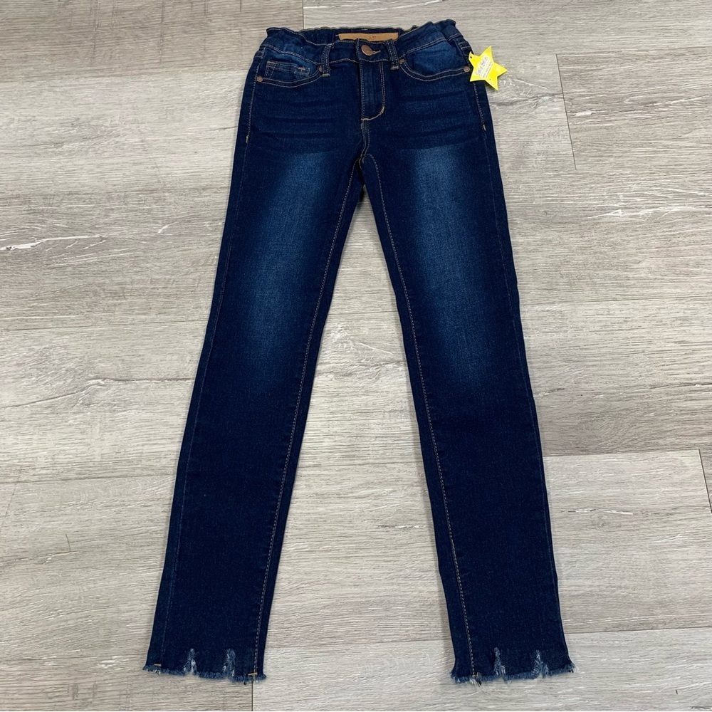 JOES DENIM Girl’s Size 10 Dark Wash Skinny Jeans with Frayed Hem